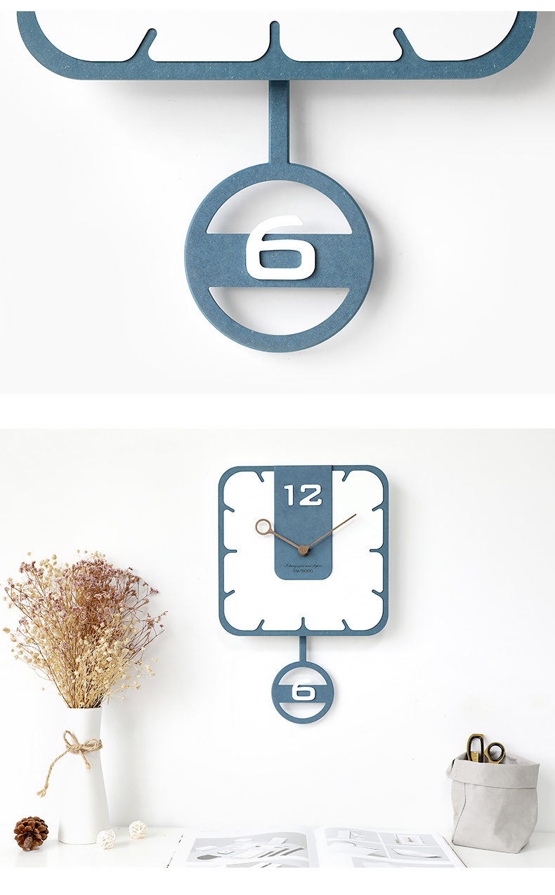 多一米摇摆儿童房静音挂钟客厅北欧挂墙时钟个性时尚创意装饰表灰色