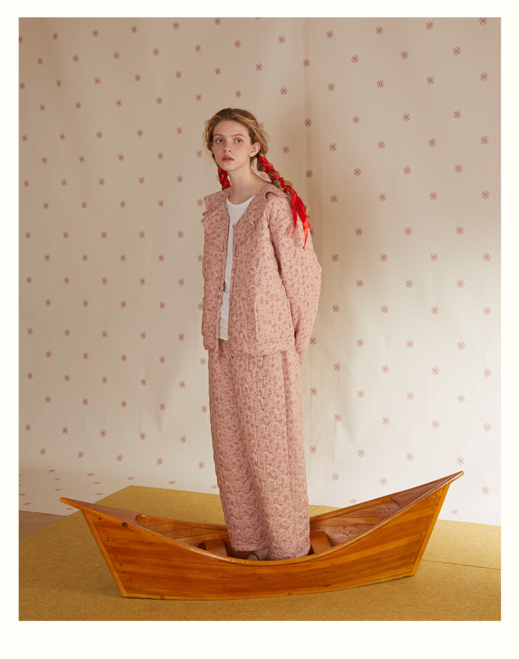 朵朵可可秋冬季睡衣女夹棉加厚三层田园风碎花清新保暖家居服套装