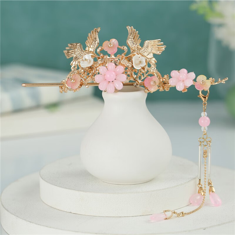 女童汉服凤冠儿童小发冠古风流苏步摇公主头饰发簪子古装发簪演出配饰