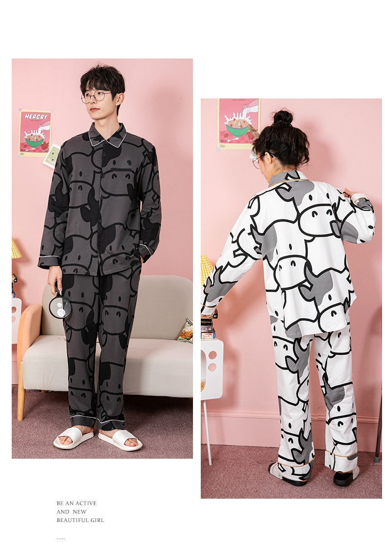 6369皮尔卡丹时代少年团海绵宝宝刘耀文奶牛宋亚轩同款睡衣男女秋