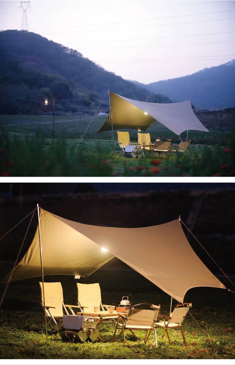 露营涂银防晒天幕 户外蝶形天幕防晒涂银色胶天幕布露营凉棚遮阳棚 白