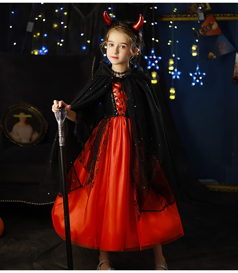 万圣节小恶魔服装万圣节儿童服装小恶魔装扮服女童cos吸血鬼表演服