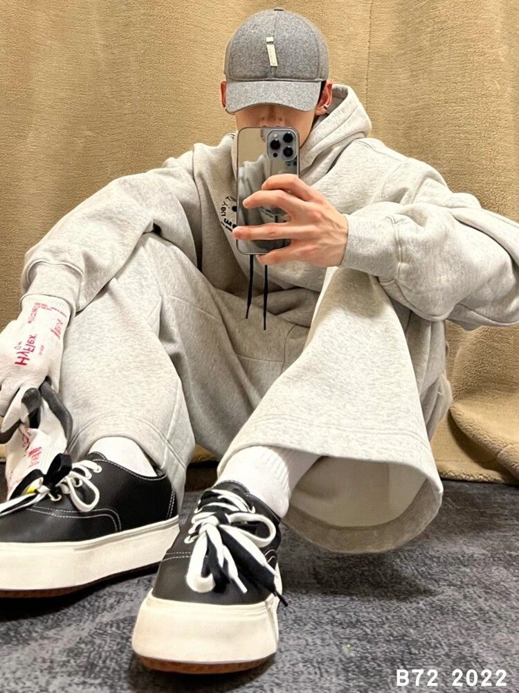 礼莎goodbai白敬亭同款nice to meet you印花oversize连帽卫衣秋冬潮