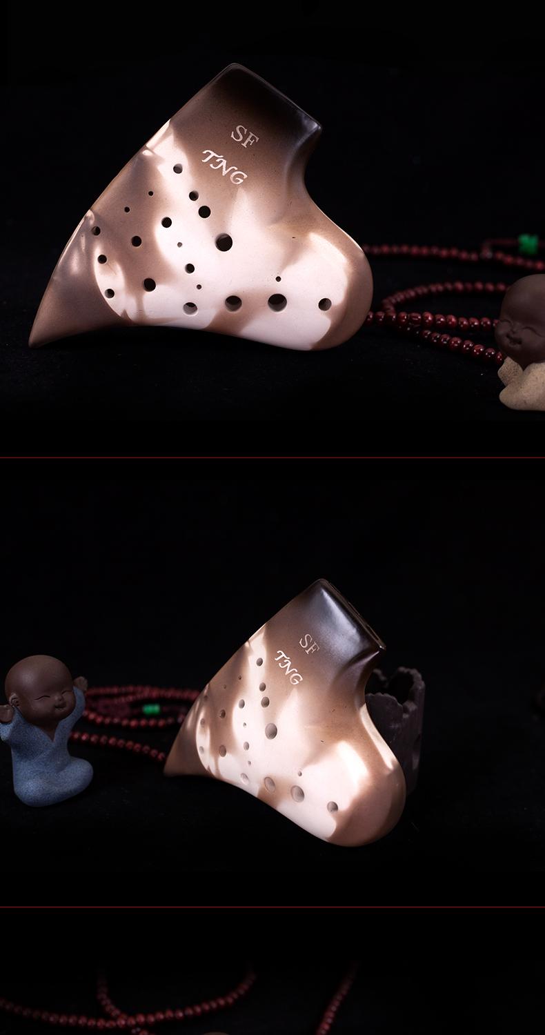 tng陶笛 三管sf调陶笛 3管高音f调陶笛素烧林烨专业演奏级笛子乐器 台