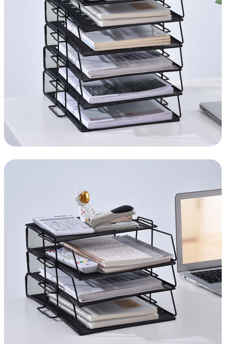 阙锐珈 办公收纳文件架金属文件框桌面账本架铁艺多层分层文件夹架子