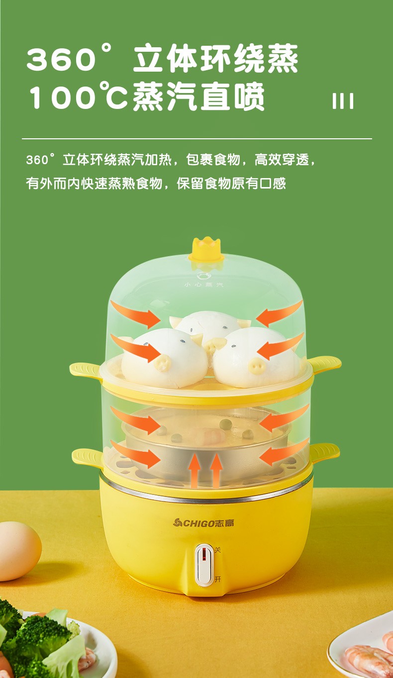 自动断电蒸蛋器煮蛋器蒸煮一体蒸饺子包子自动断电1人2多功能迷你小型