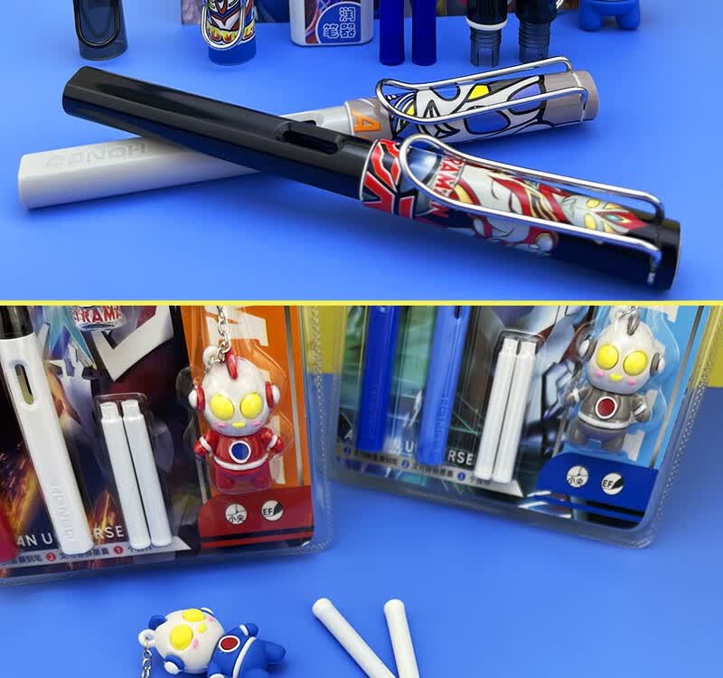 钢笔盲盒奥特曼奥特曼墨囊钢笔小学生可替换墨囊可擦三年级蓝书写正姿