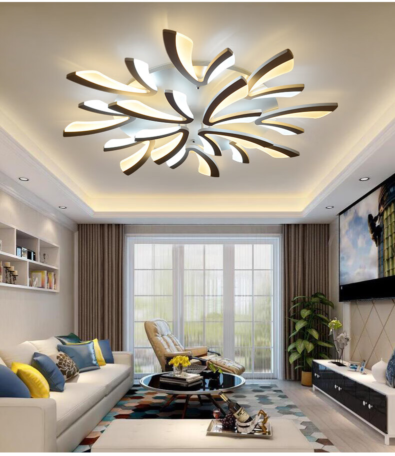 简约现代客厅灯led吸顶室内灯具后现代大气家用创意卧室灯子母灯 白框