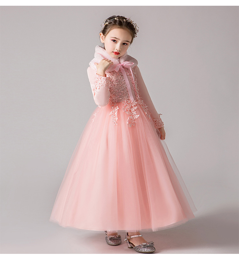 童装公主裙加绒儿童礼服女童连衣裙秋冬季花童婚纱长裙子2021新款韩版