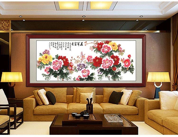 国画花开富贵牡丹图花鸟中式客厅沙发背景墙壁画挂画带框 花开富贵第