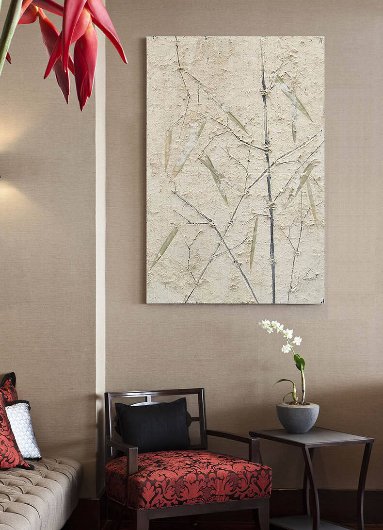 惠阙芸 轻奢高端日式侘寂风竹子挂画新中式玄关油画客厅茶室民宿装饰