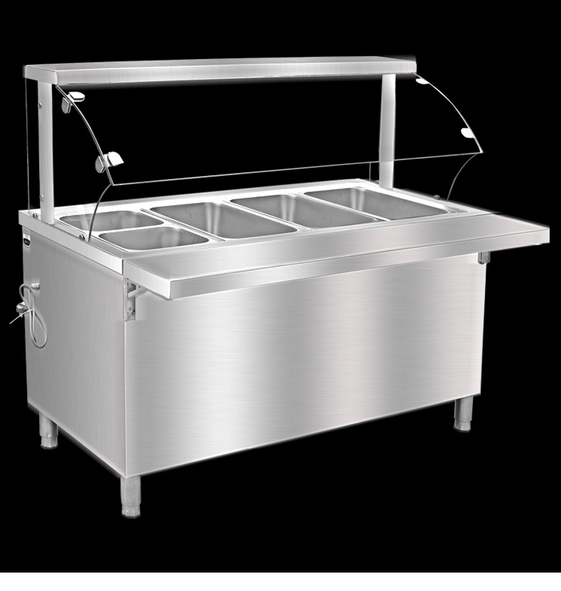 【2021新品】快餐保温台快餐保温台玻璃罩商用不锈钢电加热快餐车打菜