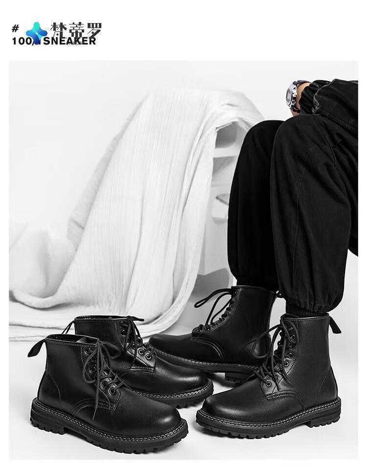 潮牌巴宝莉bv男靴马丁靴欧洲站2022靴子男英伦风冬季加绒保暖男士男鞋