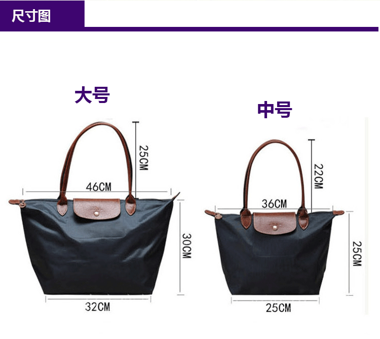 龙骧包女中号法国longchamp大号长柄单肩包龙骧经典款中号手提饺子包