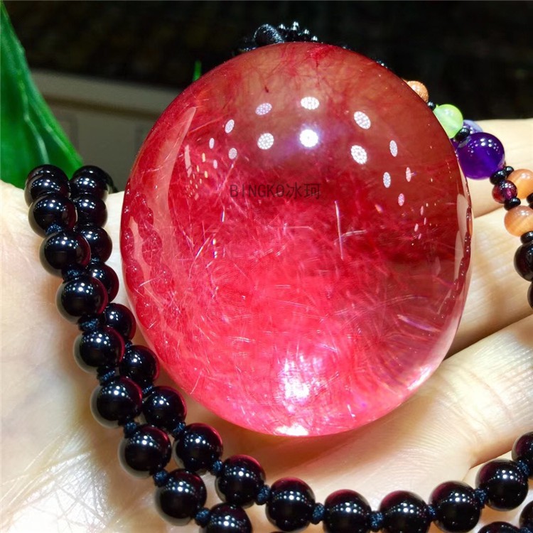 天然钛晶水晶吊坠红发晶水滴顺发晶送长辈送母亲猫眼情侣蛋面吊坠精品