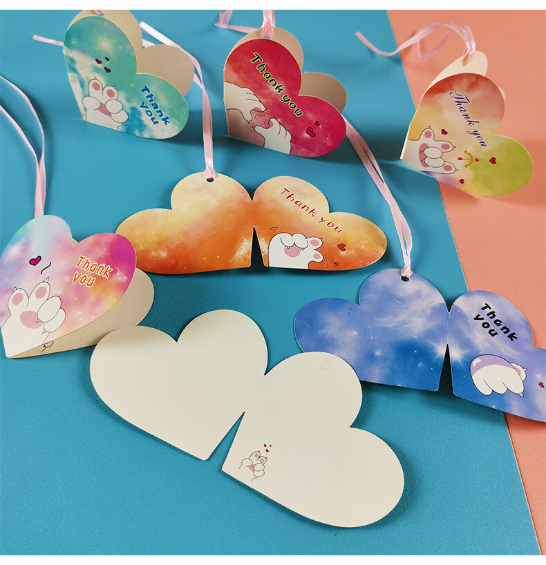 60张七夕星空爱心形卡纸贺卡韩式创意自写空白留言幼儿园学生祝福语小