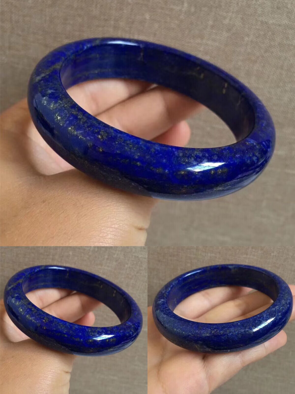 天然青金石手镯女士 阿富汗帝王青配证书 细条加宽一物一图包邮 4号56