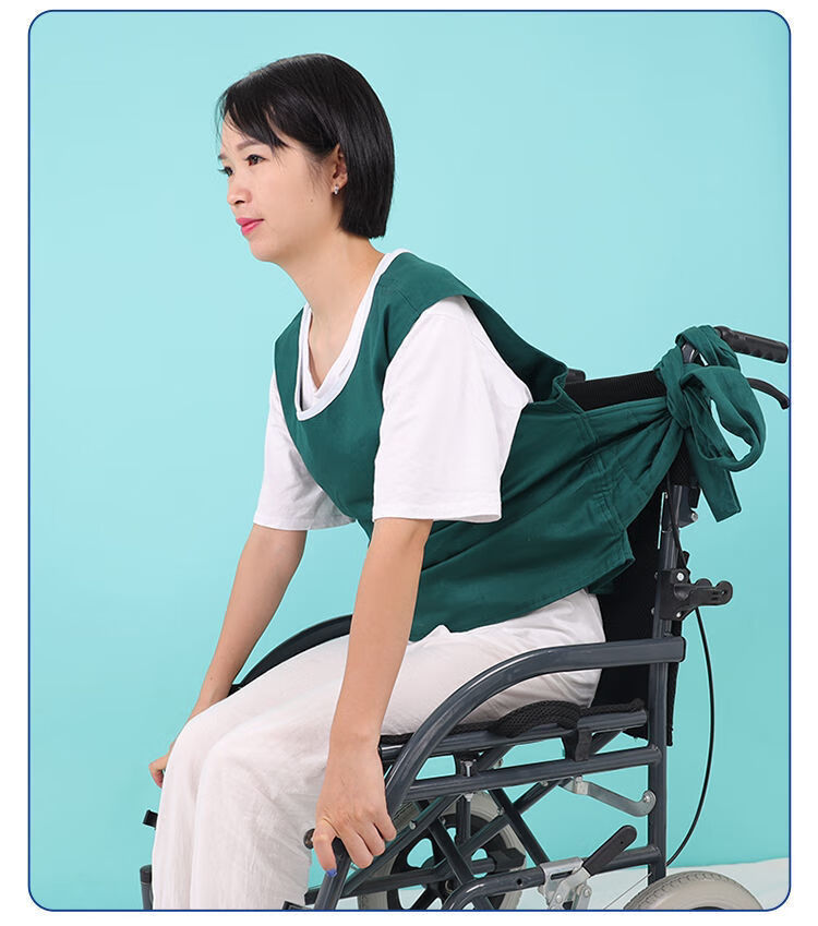 【约束衣】狂躁精神病人防躁动防坠床卧床轮椅两用安全牢固透气 绿色s