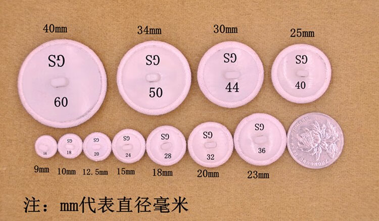 24型直径约15mm, 纽扣价格:一件是5个扣子,尺寸大小不一样 价格不一样
