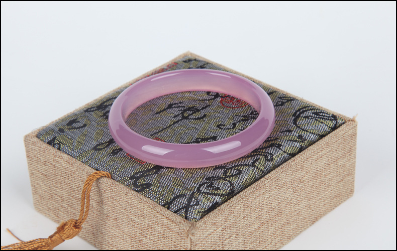 厚条正装冰花芙蓉玉手镯加厚 冰种粉玉髓西安蓝田玉石镯子 秀气款54mm