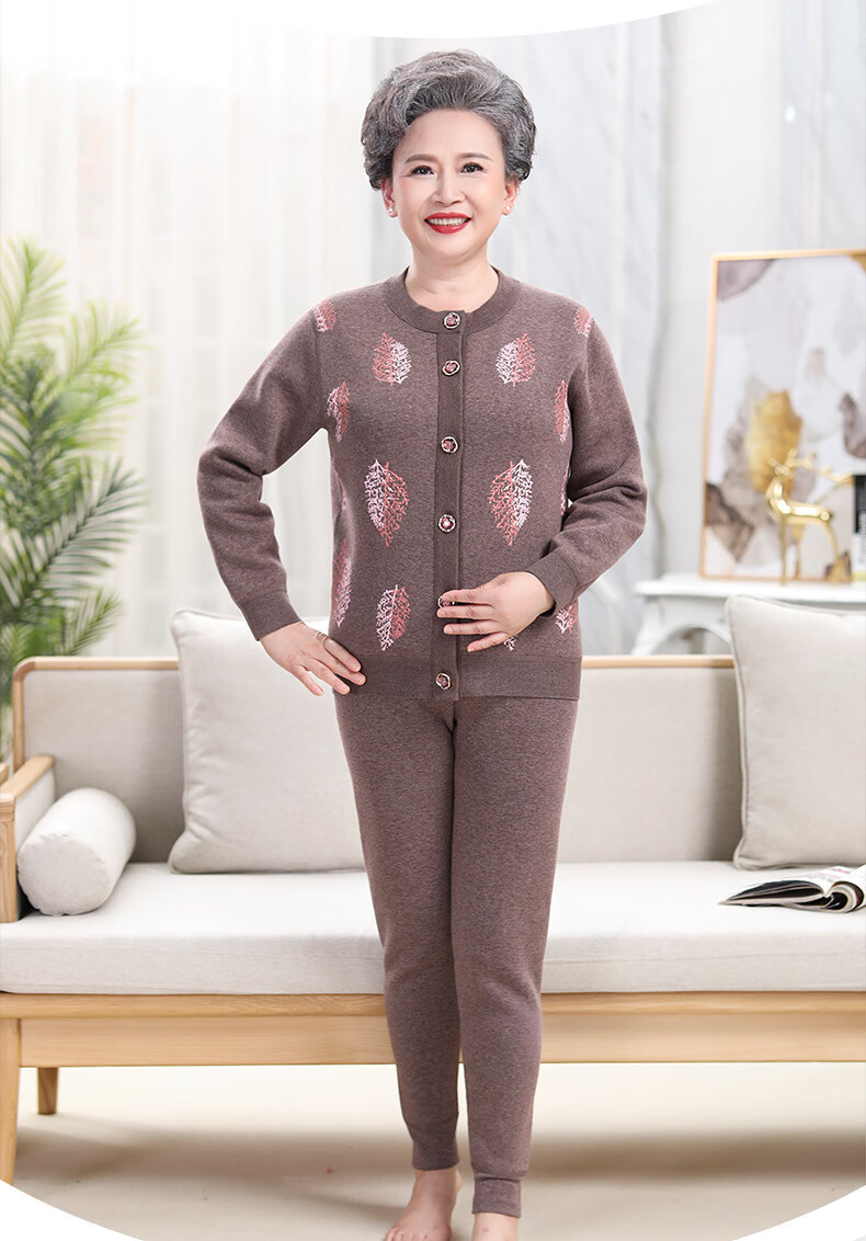 南慕桃老年人加绒加厚保暖内衣单件上衣对襟奶奶开衫中老年人保暖内衣