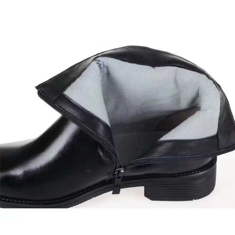 军校尉用3515寒区绒皮鞋毛皮靴男加厚羊毛防寒靴侧拉链保暖棉靴品质