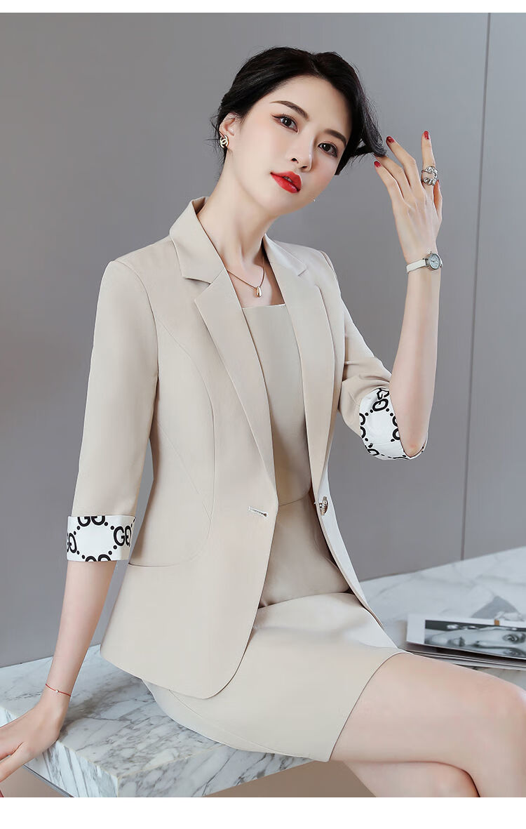 职业女装套装时尚韩版修身工作服连衣裙女夏季面试正装ol西装套裙