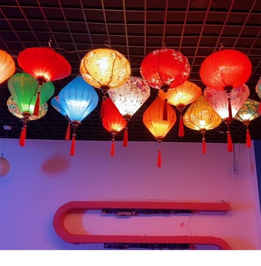 户外防水宫灯笼挂饰装饰景区灯笼 16寸钻石灯笼1个-颜色备注【图片