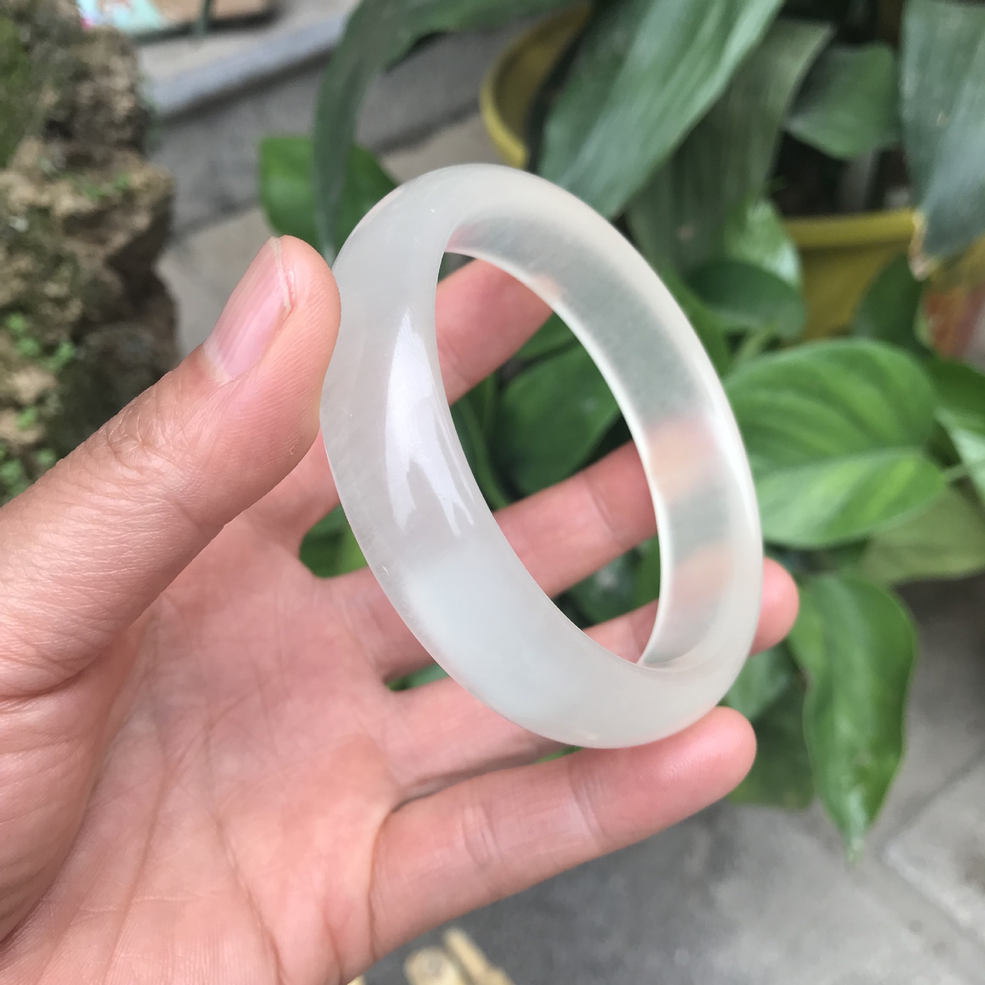 k&k 宝钰 新疆金丝玉女士玉镯冰种蚕丝玉手镯女款正圆阿富汗玉石镯子