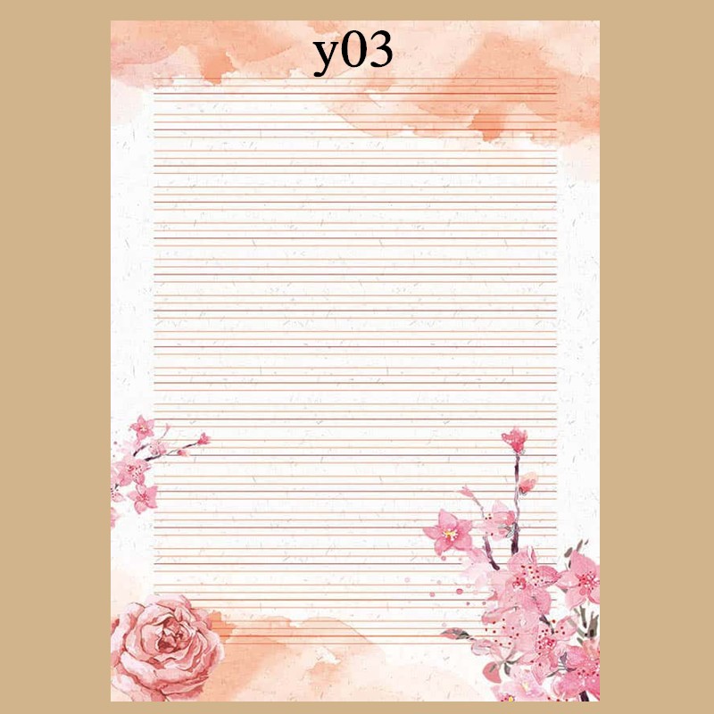 书写纸a4彩色英文四线三格信纸花纹打印纸带图案a4英语卡通信签纸 y01