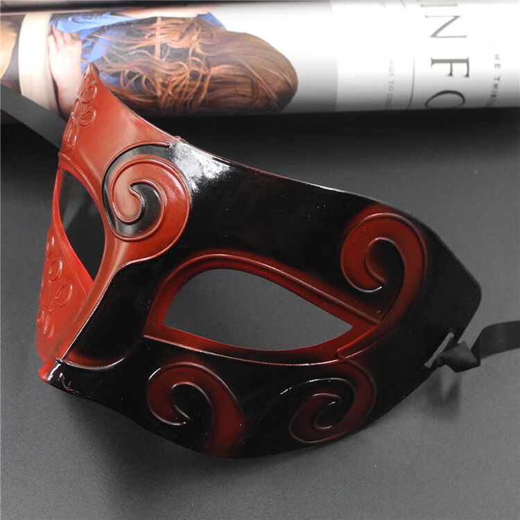 抖音网红半脸面具男女成人儿童复古化妆舞会派对黑色白色假面面具hxm