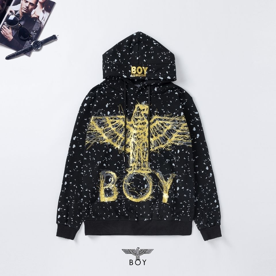 世纪男孩(centuryboy)春秋潮牌boy新款老鹰烫金连帽卫衣男女 白色 m