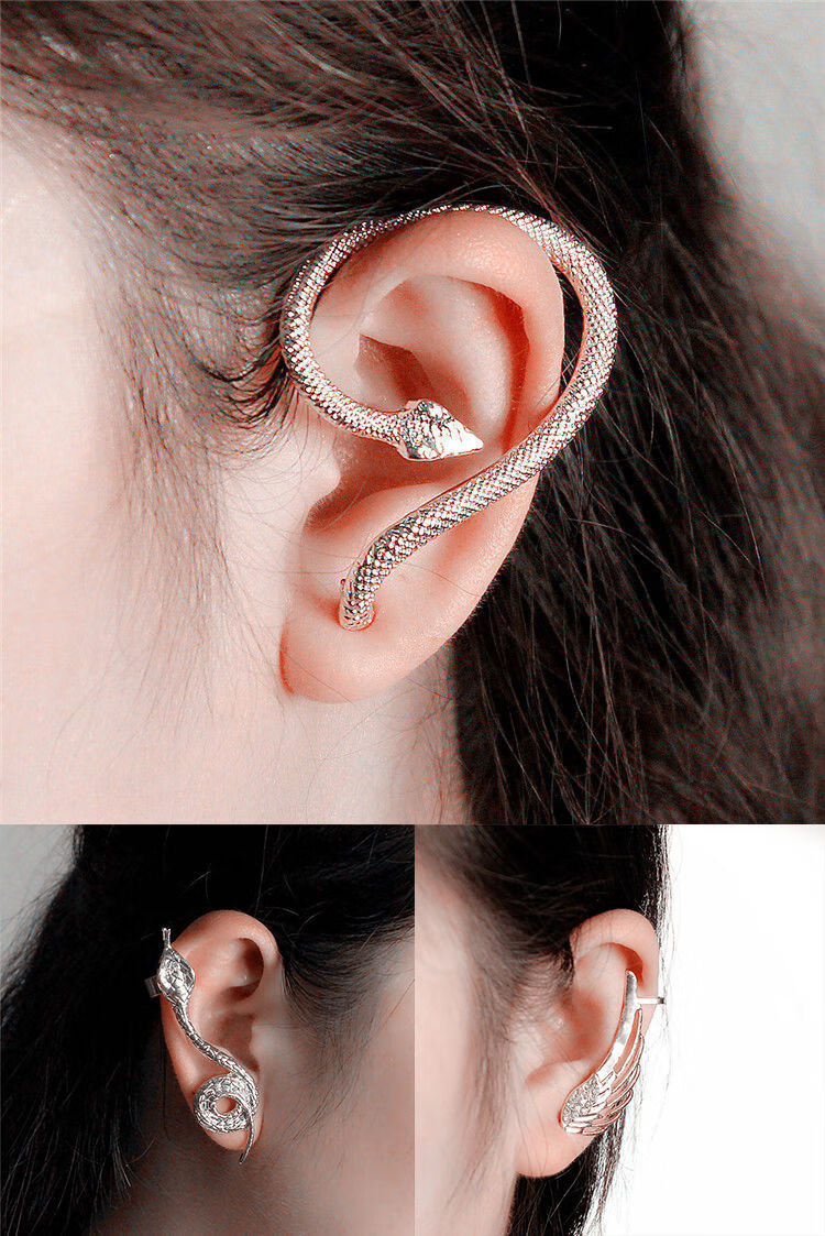 饰品水晶耳环大象镶钻耳钉女古风耳夹配饰耳针 es317 蝶翼-金色左耳