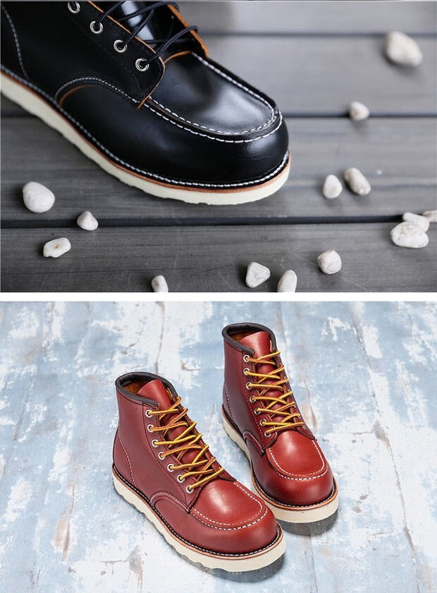 大逃亡靴新款工装靴百搭马丁靴固特异机车靴复古男方头伞兵靴q 红棕色