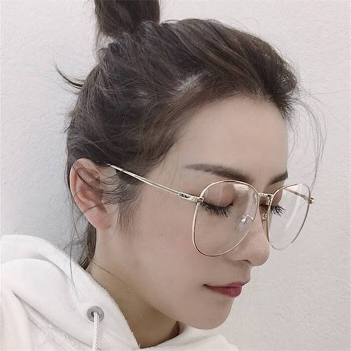 网红同款超大眼镜框女韩版潮复古特大号镂空近视眼镜显脸瘦男圆脸