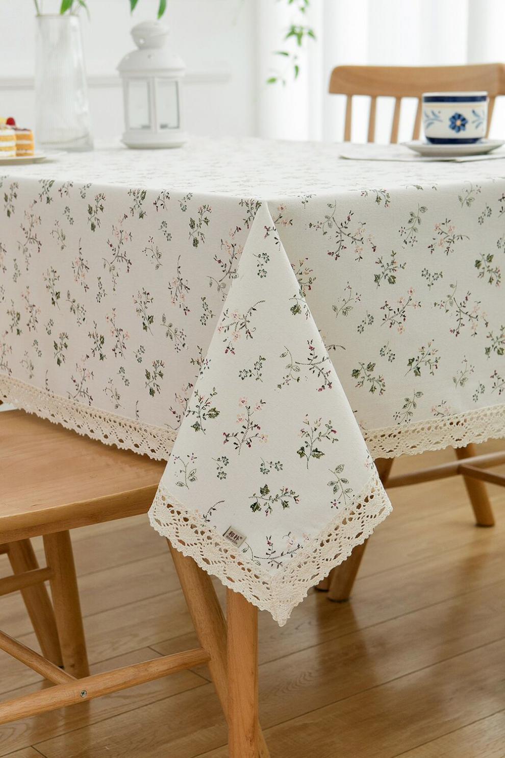 小清新碎花韩式桌布棉线花边餐桌布茶几布电视柜盖布可定做小碎花4060