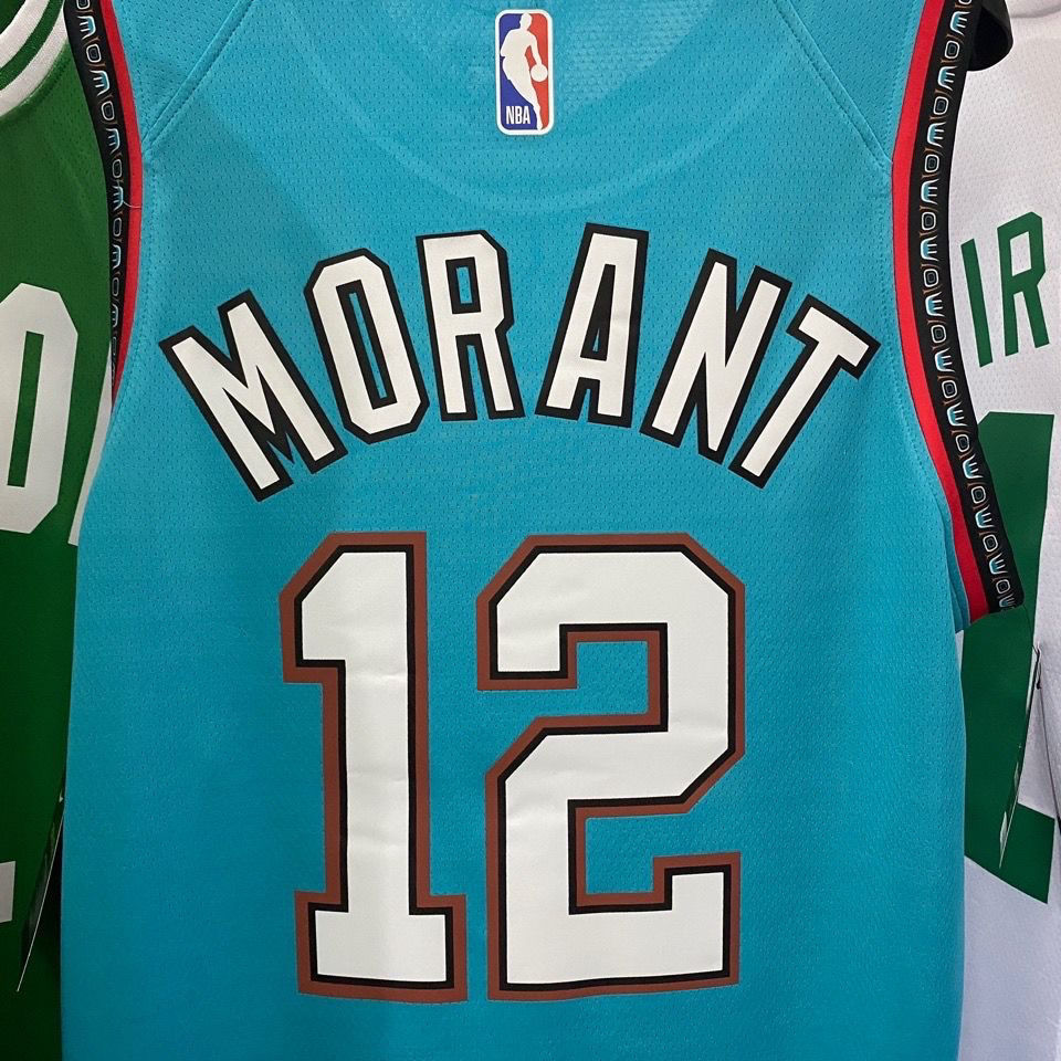 腾讯体育nba官方旗舰店同款灰熊队莫兰特球衣12号套装透气无袖定制