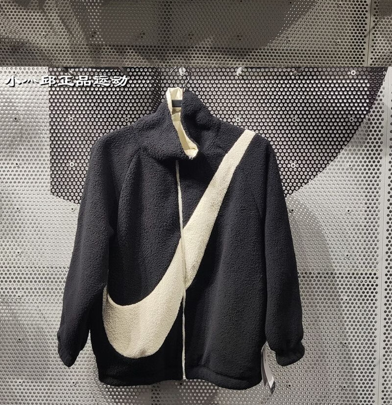 舰店新款aj潮秋冬新款大勾羊羔绒夹克宽松双面立领保暖防风外套中大童