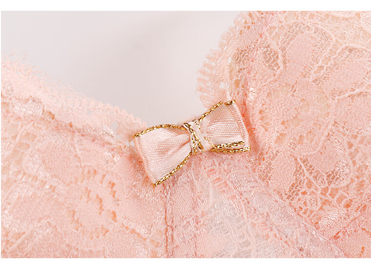 排扣细肩带蕾丝有钢圈欧式内衣薄款小胸聚拢上托文胸不空杯少女 白色