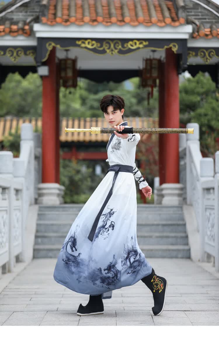 汉服男装中国古风武侠剑客大码夏季套装学生公子书生古装衣服全套 21