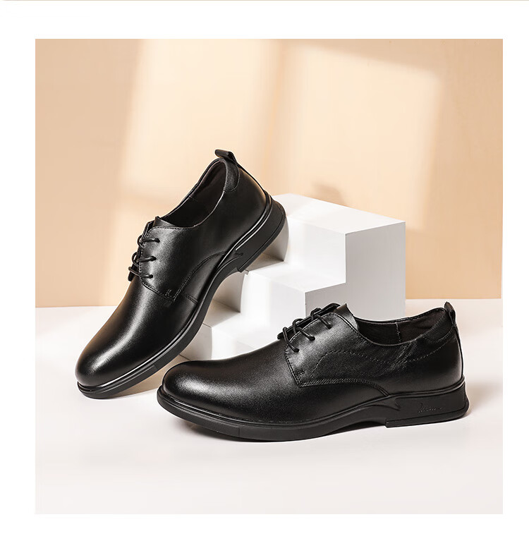 大东皮鞋男鞋2022新款秋季休闲简约低跟舒适平底圆头车缝线2197 黑色