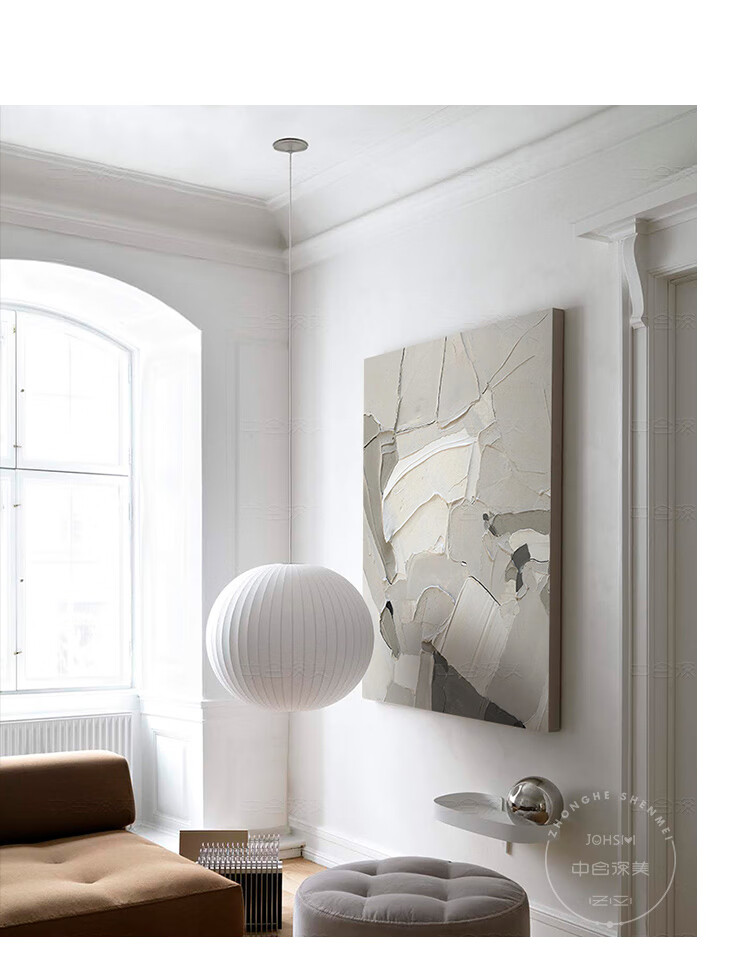 johsmpaint原创手绘 现代油画高级灰玄关装饰画竖版厚油抽象挂画 无框