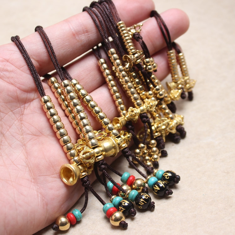 黄铜计数器卡子金刚铃降魔杵星月菩提文玩108颗手串配饰中号b款一对