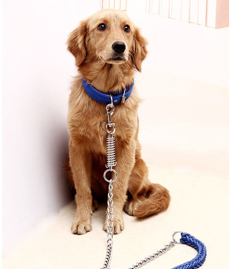 大狗狗牵引绳狗链子防咬防爆冲毛阿拉斯加项圈中大型犬狗绳铁链红色m