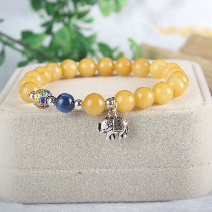 萃镶楼台湾老料橘子石手链情侣节日礼物情人节生日礼物 纯橘子石款108