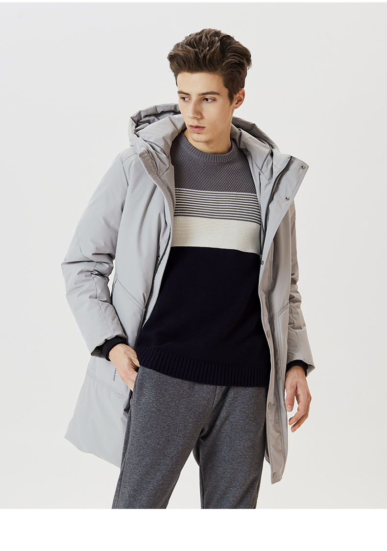 【勿上】热风新款男士休闲连帽中长款羽绒服爆款潮工装男装 09灰色 xl