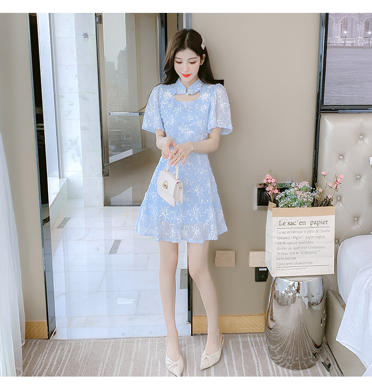 145矮小个子穿的旗袍年轻款娇小女装气质150cm显高瘦夏季感连衣裙xs