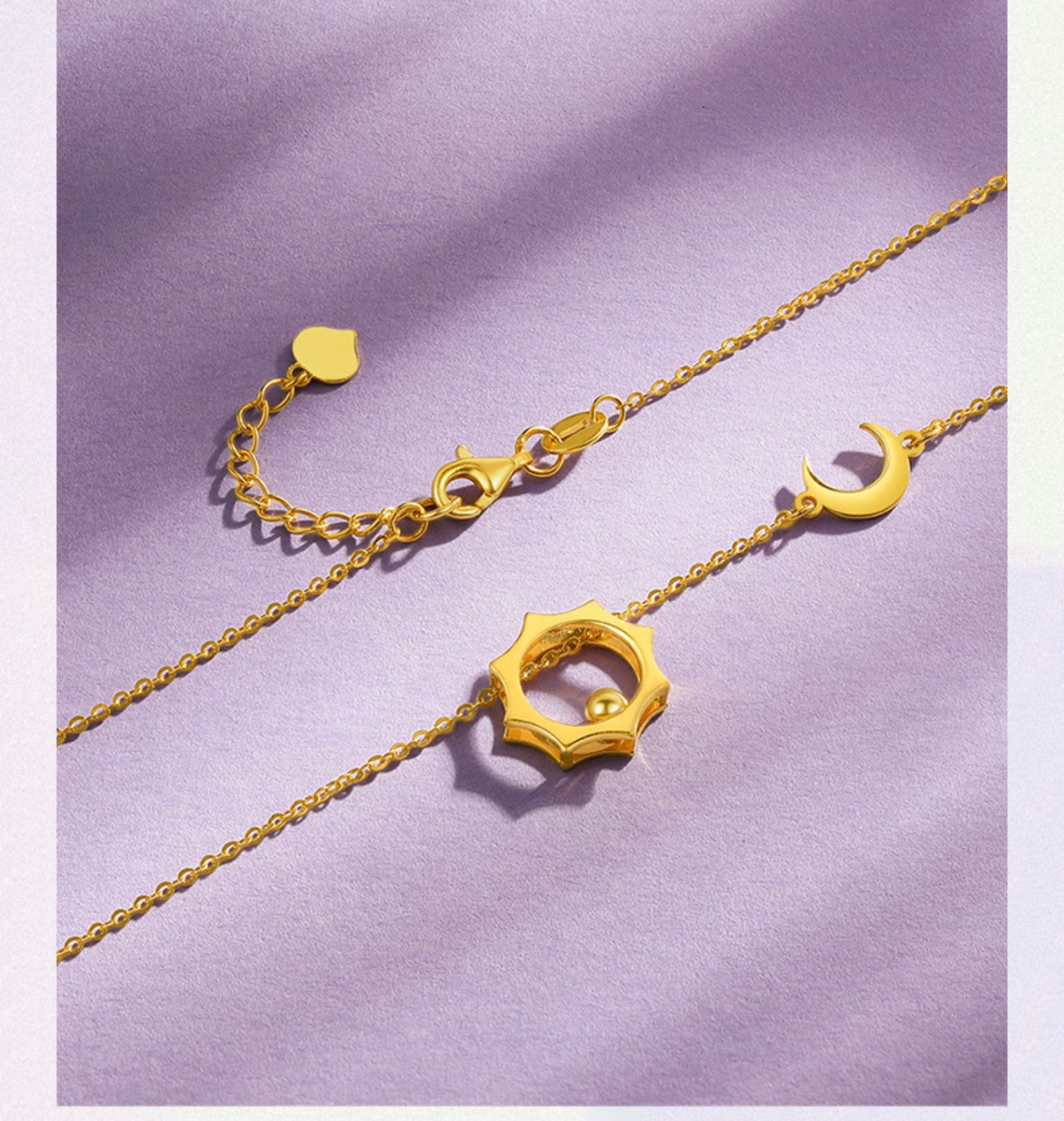 老凤凰老凤凰同款999足金日月星辰黄金项链5g黄金吊坠女款锁骨链一体