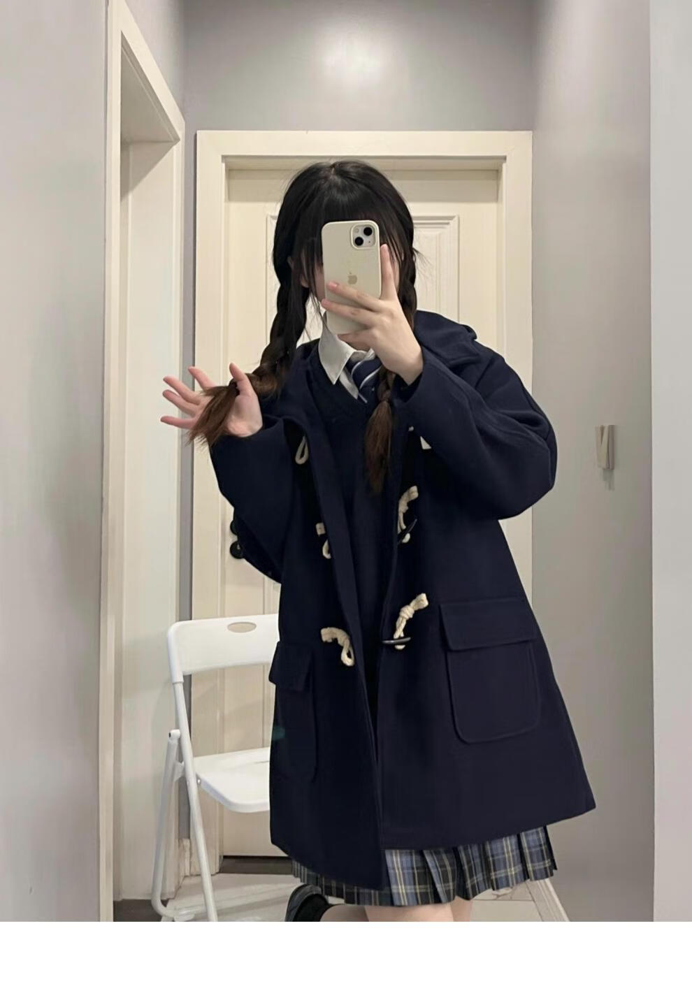 荧火仙子搭配jk制服的毛呢外套毛妮子大衣 女冬季小个子日系学院风