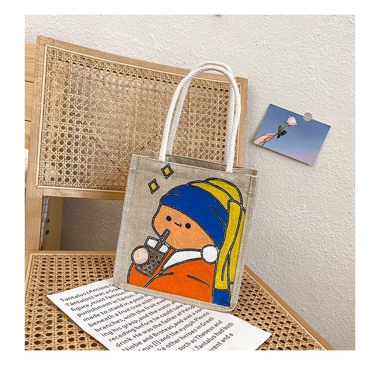 涂鸦手提袋 涂鸦手提袋创意diy材料涂色麻布袋包手提手绘帆布绘画diy